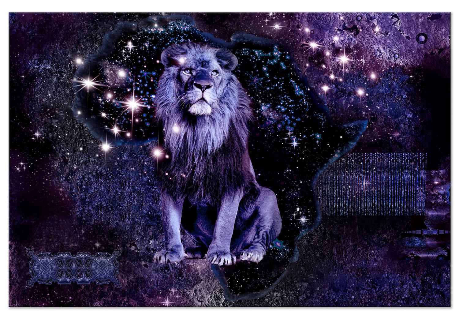 Canvas King's Rest (1-piece) wide - wild cat on purple background