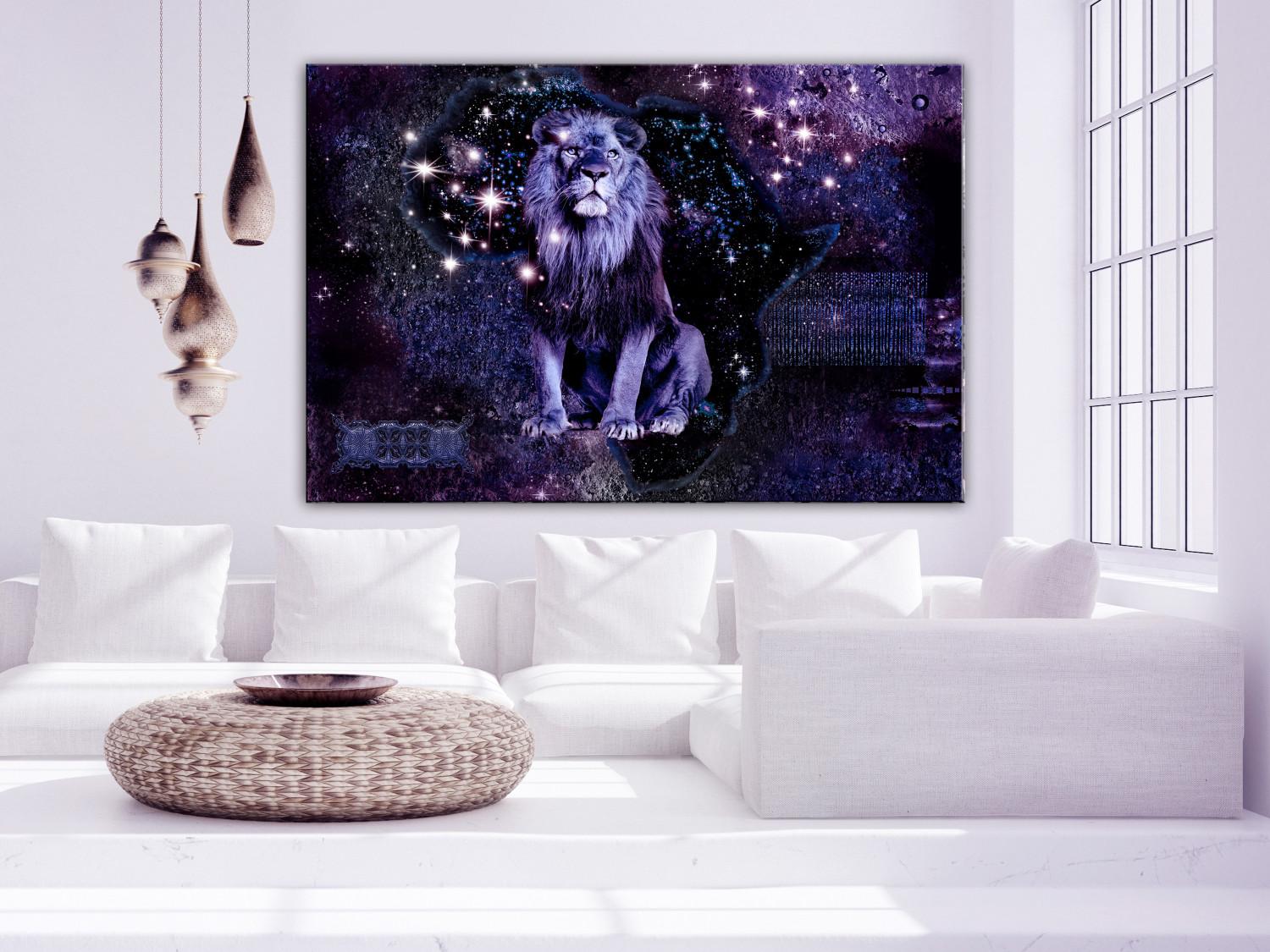 Canvas King's Rest (1-piece) wide - wild cat on purple background