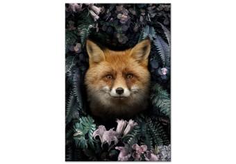Canvas Fox in Flowers (1-piece) Vertical - forest animal amidst leaves