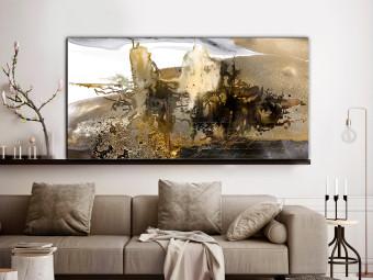Canvas Blur (1-piece) Wide - modern abstraction and golden inscriptions