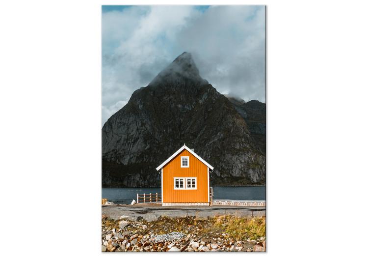 Northern Shore (1-piece) Vertical - house by the sea and mountains in the background