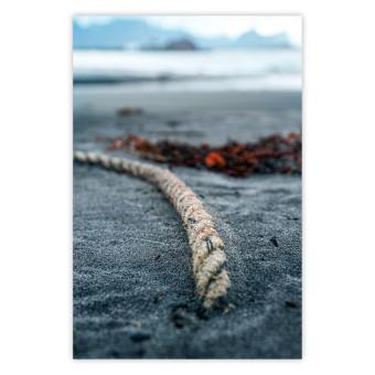 Poster Cruise Memory - majestic landscape of a dark beach with laid ropes