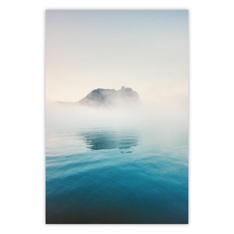 Misty Cove - composition of blue water and light mist against rocks