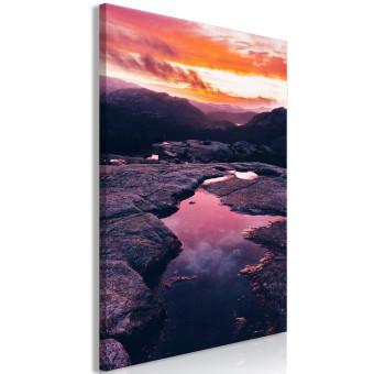 Canvas Slow Sunrise (1-piece) Vertical - calm water among rocks