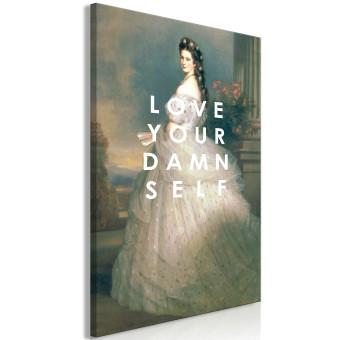 Canvas Love Your Damn Self (1-piece) Vertical - woman figure and texts