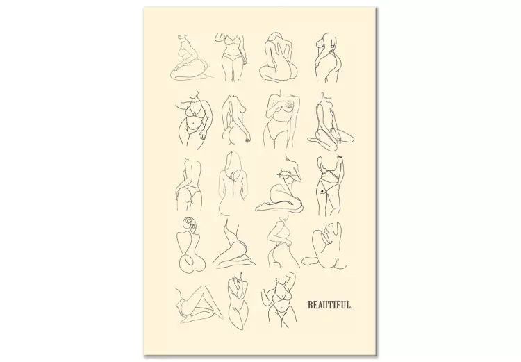 Beautiful Shapes (1-piece) Vertical - female nudes in lineart style