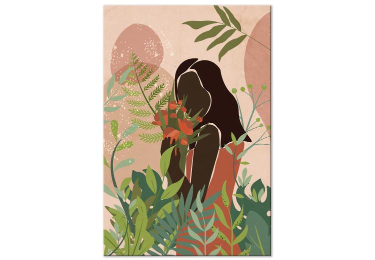 Woman in Green (1-piece) Vertical - colorful plants on pink background