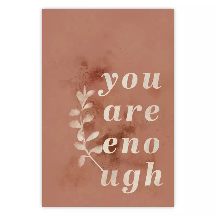 You Are Enough - white English texts on a red textured background