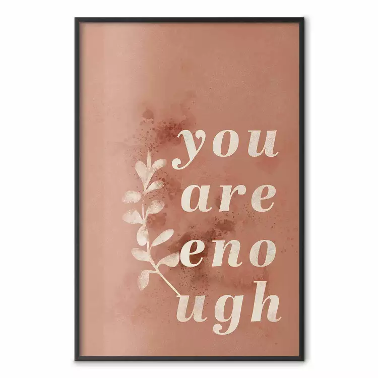 You Are Enough - white English texts on a red textured background