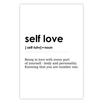 Poster Self Love - black English texts on a contrasting white background