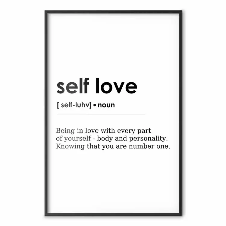 Self Love - black English texts on a contrasting white background