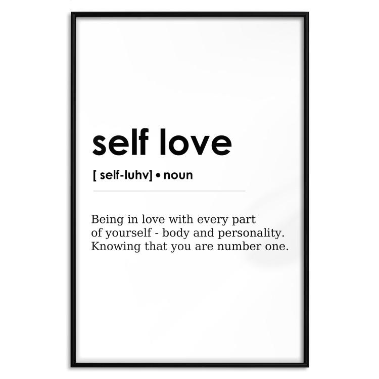 Self Love - black English texts on a contrasting white background