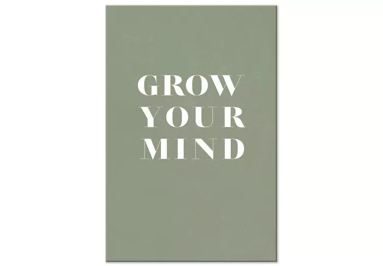 Grow Your Mind (1-piece) Vertical - white text on olive background