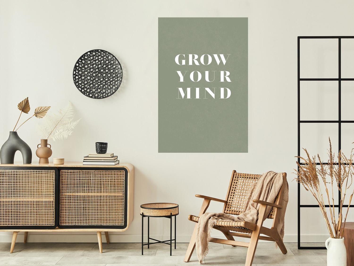 Poster Grow Your Mind - English texts on a contrasting gray background