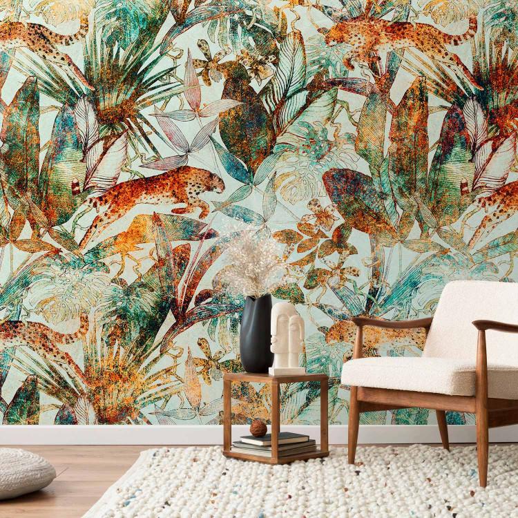 Wall Mural Colourful nature - exotic composition with plant motif and flowers