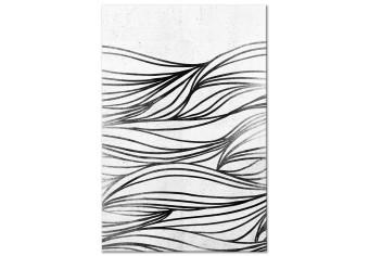 Canvas Drawings on Water (1-piece) Vertical - black and white abstraction