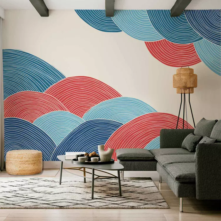 Wall Mural Japanese cascades - abstract landscape with pattern of colourful clouds