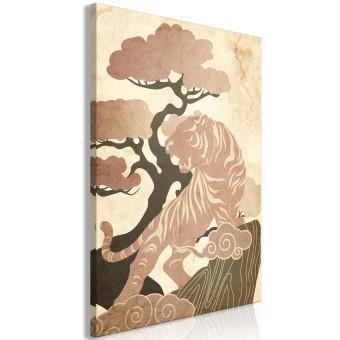 Canvas Asian King (1-piece) Vertical - wild cat among trees and clouds