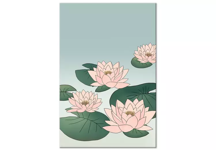 Pink Water Lilies (1-piece) Vertical - landscape with flowers on water