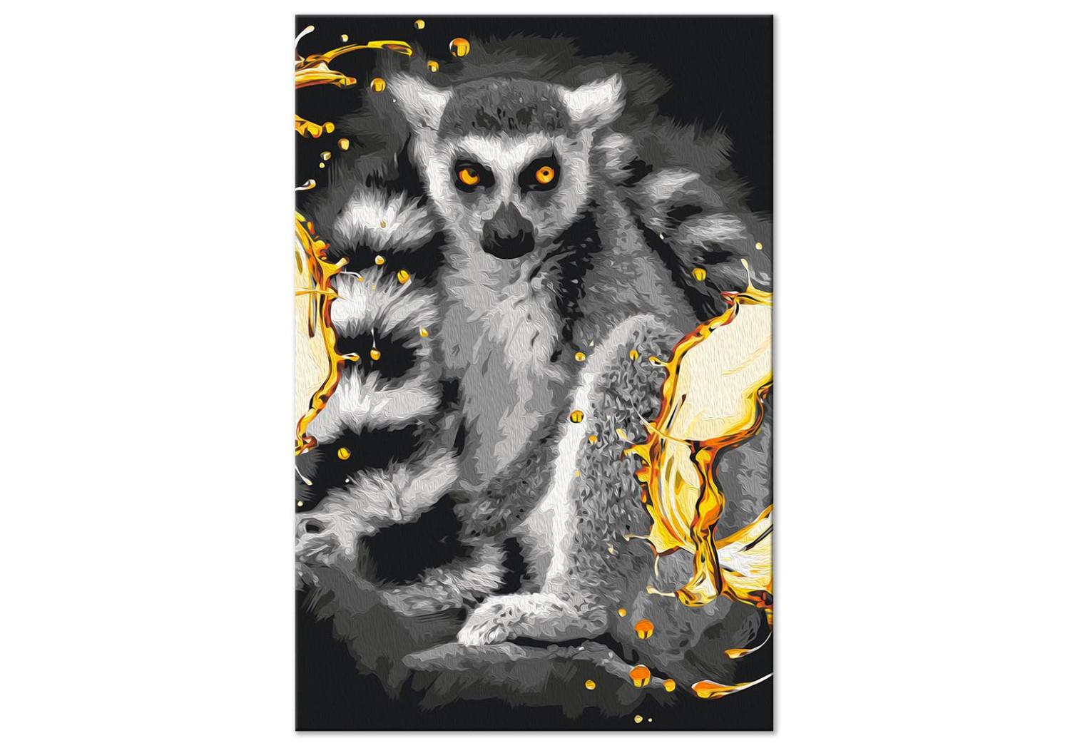 Paint by Number Kit Lemur & Golden Splash