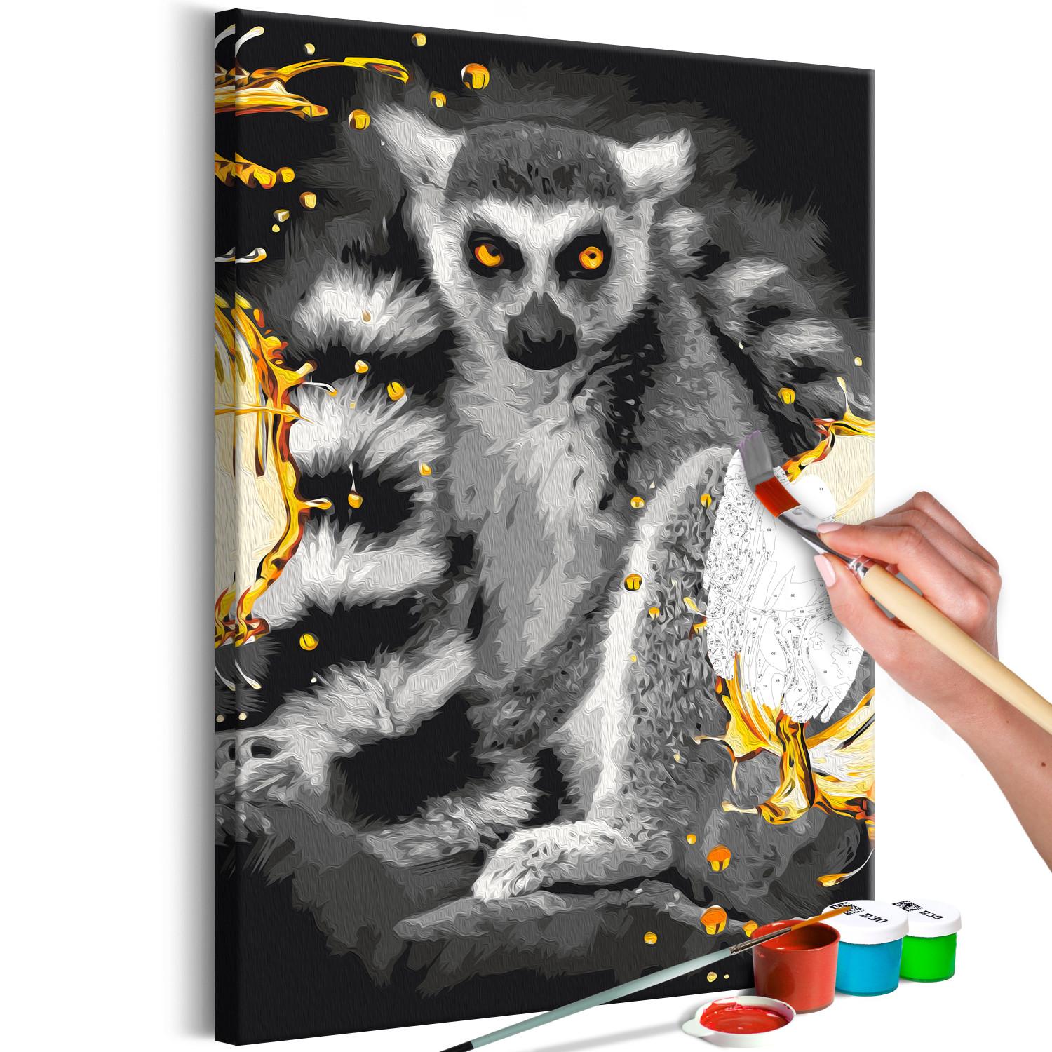 Paint by Number Kit Lemur & Golden Splash