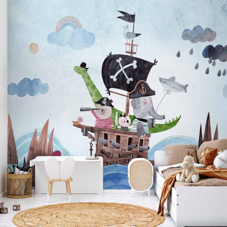 Adventure at sea - painted pirate ship with animals for children