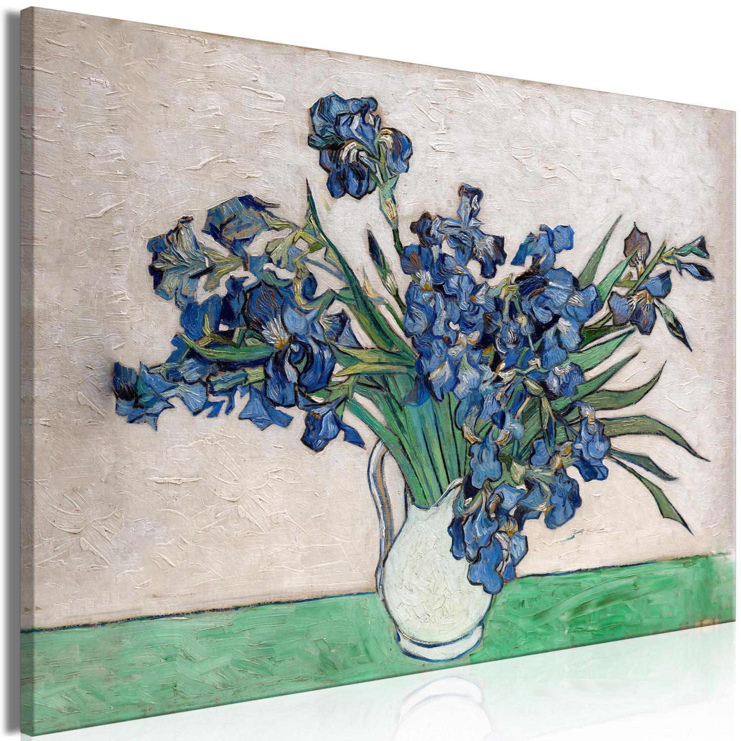 Canvas Iris Vase (1-piece) Wide - flowers in the style of Vincent van Gogh