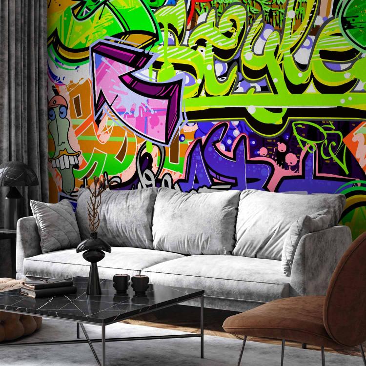 Wall Mural Urban style mural - graffiti in green tones for a teenager