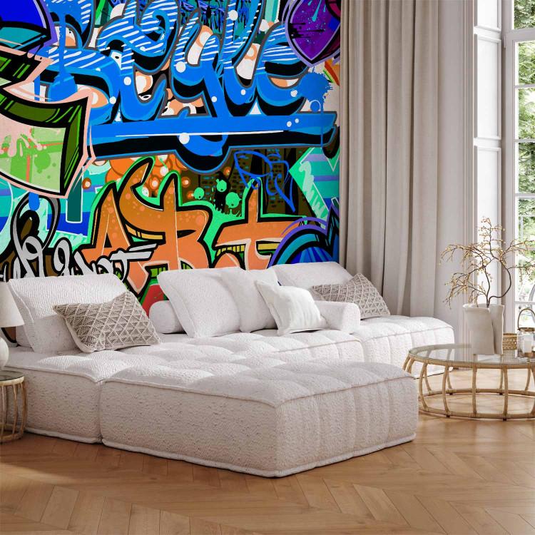 Wall Mural Urban style mural - graffiti in blue tones for a teenager