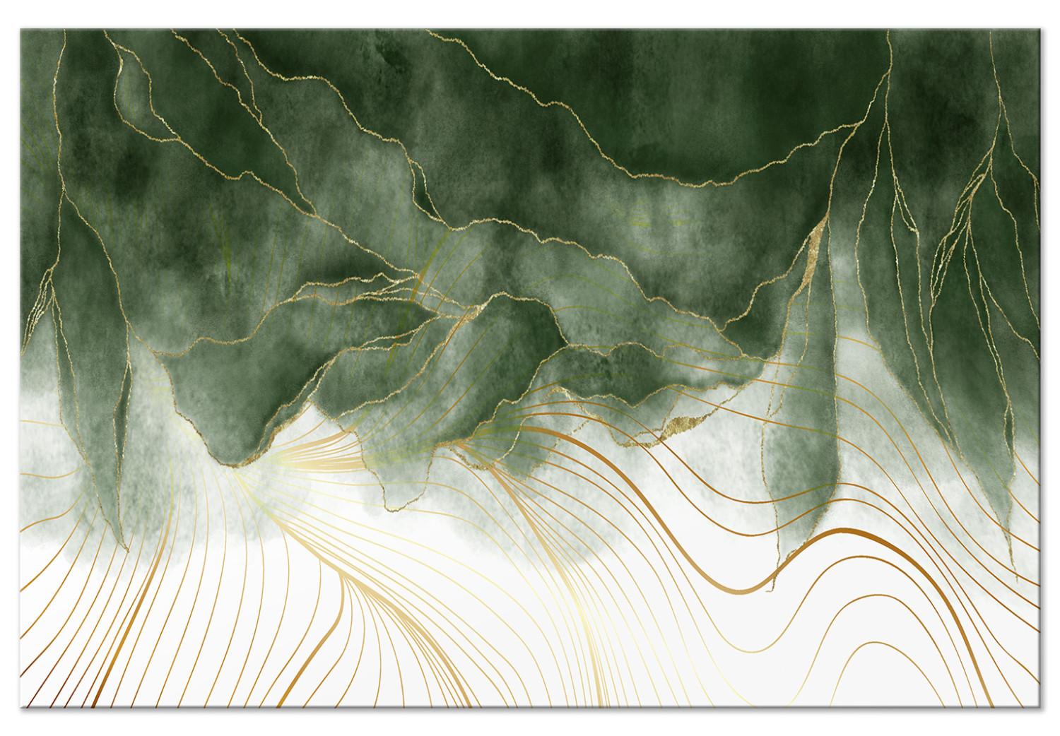 Canvas In My Dream (1-piece) Wide - elegant abstraction with greenery