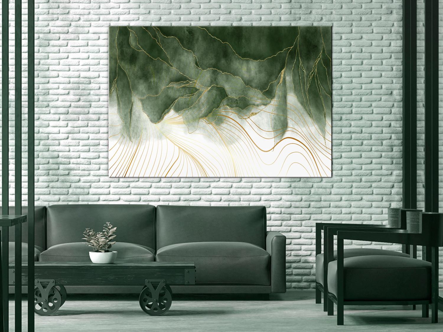 Canvas In My Dream (1-piece) Wide - elegant abstraction with greenery