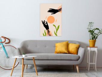 Canvas Dance of Hands (1-piece) Vertical - cheerful abstraction on a beige background