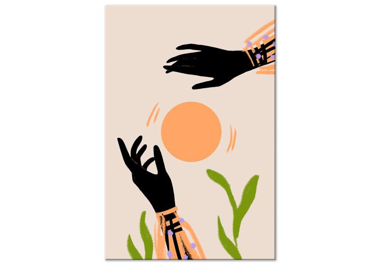 Dance of Hands (1-piece) Vertical - cheerful abstraction on a beige background