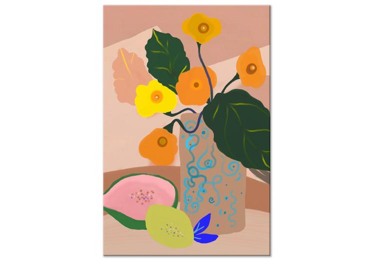Flowers in Vase (1-piece) Vertical - bouquet and exotic fruits
