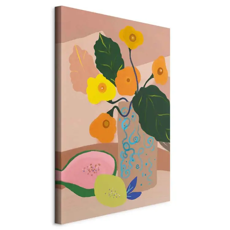 Flowers in Vase Vertical - bouquet and exotic fruits
