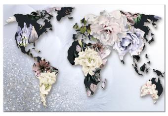 Canvas World in Bloom (1-piece) Wide - world map in colorful flowers
