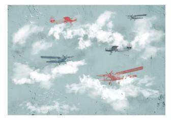 Wall Mural Dream of a little pilot - planes in the sky with clouds and birds for children