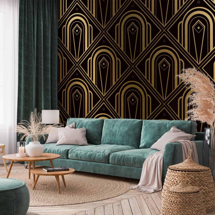 Golden age - regular pattern with fancy shapes on dark background