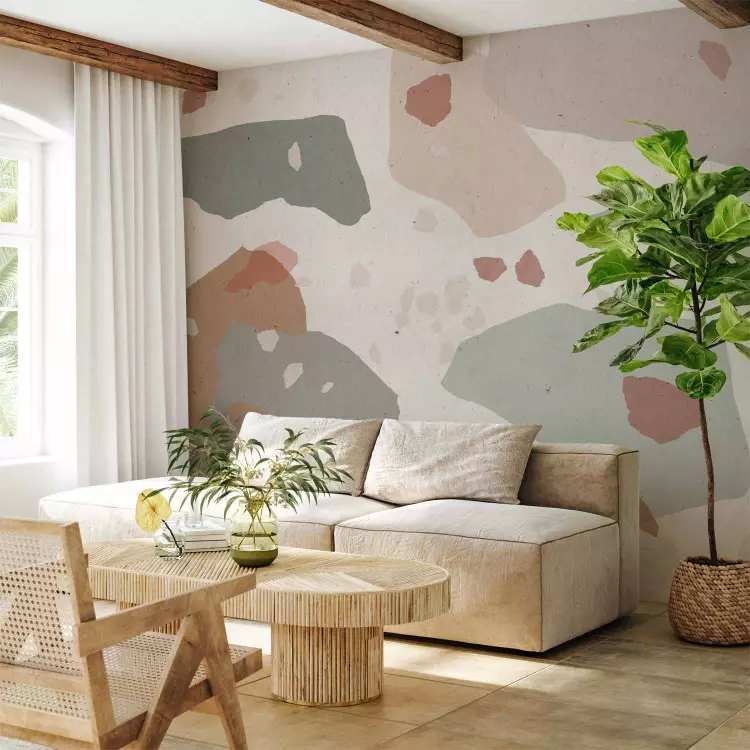 Wall Mural Natural terazzi- background with delicate abstraction in gentle stories style