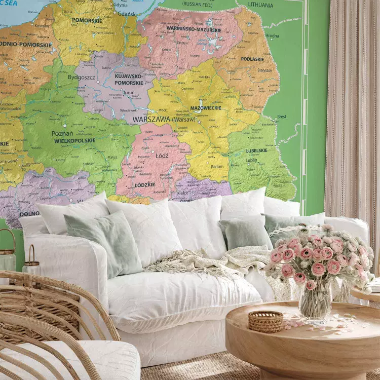 Wall Mural Administrative map of Poland - distribution of provinces with cities