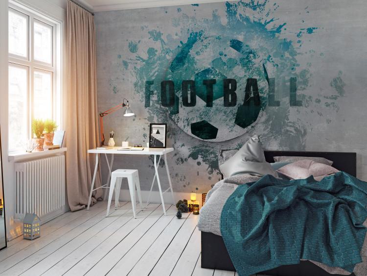 Wall Mural Hobby is football - blue motif with ball and inscription in English