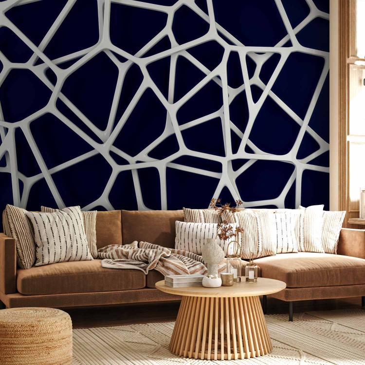 Wall Mural Steel connection - geometric abstraction in white on a blue background