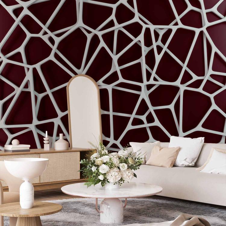 Wall Mural Steel combination - geometric abstraction in white on red background