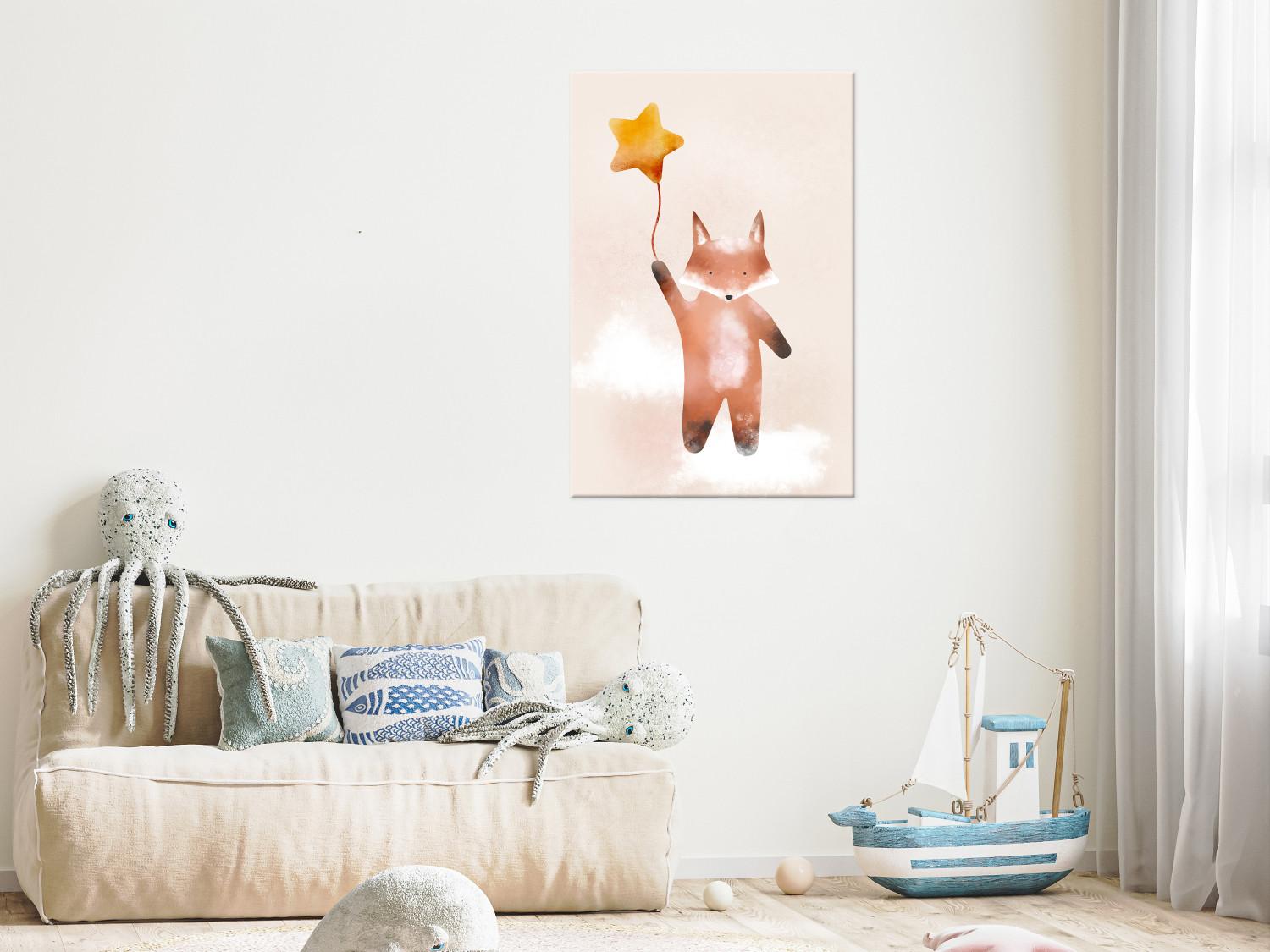 Canvas Fox and Star (1-piece) Vertical - colorful illustration for children