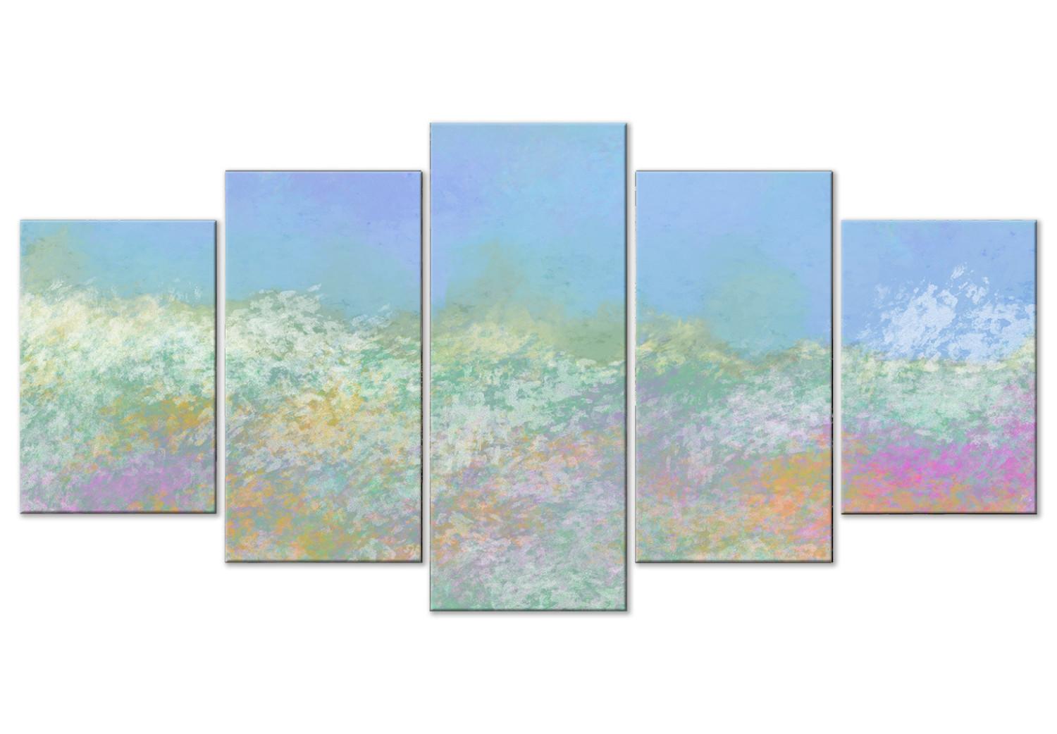 Canvas Meadow in Summertime (5-piece) Wide - abstraction in colorful flowers