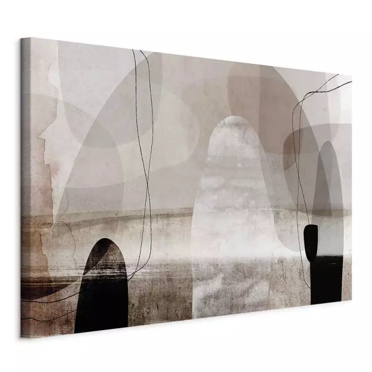 Abstraction (1-piece) - beige irregular shapes with a touch of black