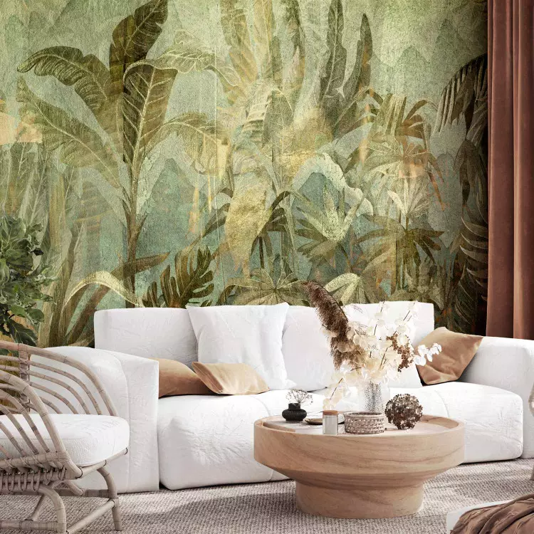 Wall Mural Jungle - Exotic Vegetation in Warm Green Colors