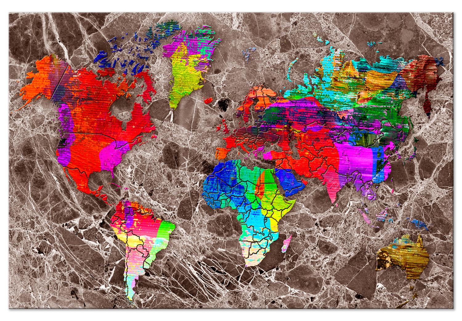 Canvas Colorful World (1-piece) - multicolored abstract world map
