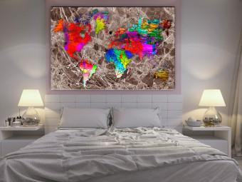 Canvas Colorful World (1-piece) - multicolored abstract world map
