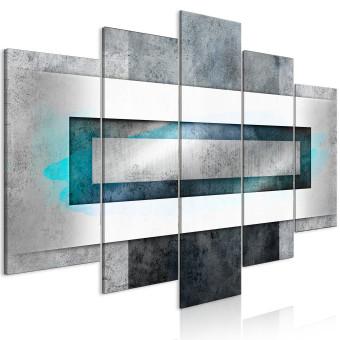 Canvas Metal Abstraction (5-piece) - geometric turquoise composition